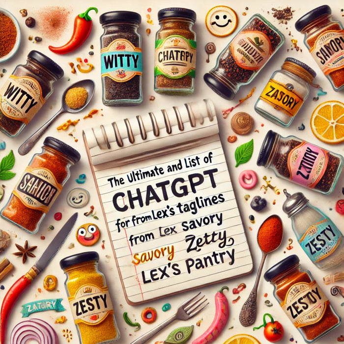 a ChatGPT generated images to match this post about GPT taglines filled with bottles labeled with adjectives