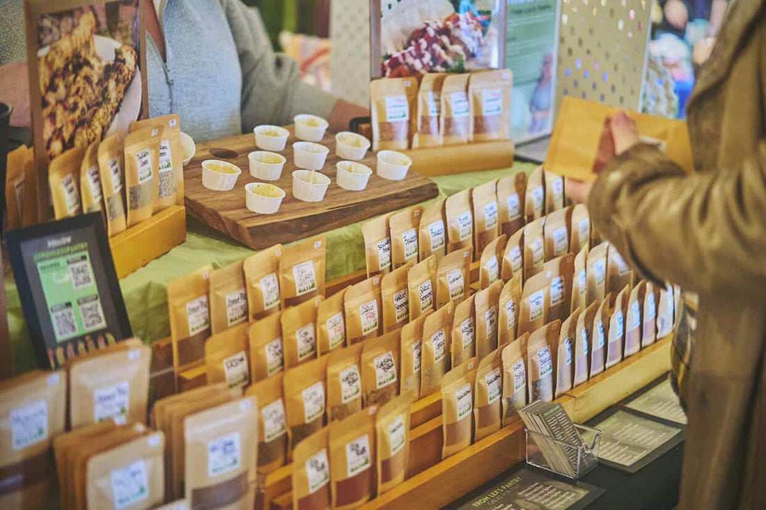 From Lex’s Pantry spice blends booth at a Toronto farmers’ market in 2026.